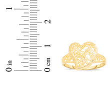 Load image into Gallery viewer, 10k Yellow Gold 13mm #1 Mom Heart Openwork Filigree Ring
