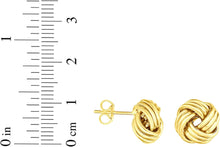 Load image into Gallery viewer, 14k Yellow Gold 11mm Medium Multi-Row Love Knot Stud Earrings