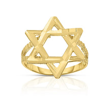 Load image into Gallery viewer, 10k Yellow Gold Diamond Cut Star of David Ring(Large, 18mm)