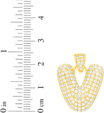 Load image into Gallery viewer, 10k Yellow Gold 0.7" Pave CZ Personalized Bubble Alphabet Letter A - Z Initial Charm Pendant with optional Chain Necklace