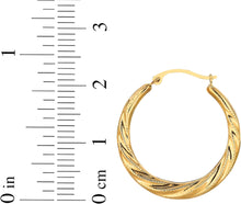 Load image into Gallery viewer, 10k Yellow Gold 23mm Medium Graduated Round Twist Hoop Earrings