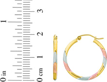 Load image into Gallery viewer, 14k Tri-Tone Gold 20mm Striped High Polish Hoop Earrings