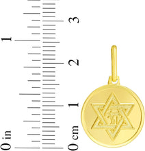 Load image into Gallery viewer, Italian 14k Yellow Gold 15mm Jewish Star of David, Magen David (Hebrew), Chai Life Medallion Charm Pendant with Optional Necklace, 16-17-18 Inch
