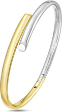Load image into Gallery viewer, Italian 14k Two-Tone Gold 4mm Bypass Bangle Bracelet