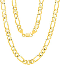 Load image into Gallery viewer, 14k Yellow Gold or White Gold 6mm Solid Figaro Chain Necklace