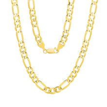 Load image into Gallery viewer, 10k Yellow Gold 7mm Solid Clasic Figaro Necklace