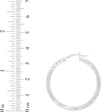 Load image into Gallery viewer, 10k White Gold 3mm Diamond Cut Round Tube Hoop Earrings