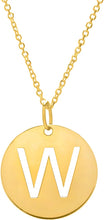 Load image into Gallery viewer, 14k Yellow Gold 0.6" Disc Alphabet Letter A - Z Initial Charm Pendant with Extendable Adjustable Chain Necklace