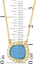Load image into Gallery viewer, .12cttw Diamond 14k Yellow Gold 11mm Turquoise Freeform Cushion Charm Pendant Adjustable Chain Necklace, 16 Inch-18"