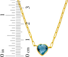 Load image into Gallery viewer, Floreo 14k Yellow Gold Paperclip Chain Heart Gemstone Necklace 18 Inch