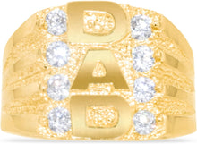Load image into Gallery viewer, 10k Yellow Gold 16.1mm DAD Father CZ Ring, Sizes 6-13