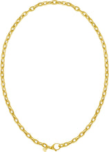 Load image into Gallery viewer, 14k Yellow Gold Oversized Lock for Charm and Pendant 5mm Rolo Linke Chain Necklace, 18 Inch