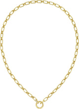 Load image into Gallery viewer, Italian .13cttw Diamond 14k Yellow Gold 5mm Charm Link Chain Necklace, 18 Inch