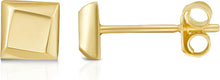 Load image into Gallery viewer, 14k Yellow Gold 4.5mm Flat Back Twisted Square Stud Earrings