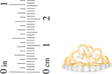 Load image into Gallery viewer, 10k Yellow Gold 10mm CZ Curved Heart Crown Openwork Ring, Sizes 4 - 10