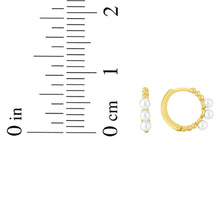 Load image into Gallery viewer, 14k Yellow Gold 7.7mm Huggie Hoop with 3mm Pearls Earrings