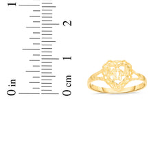 Load image into Gallery viewer, 10k Yellow Gold 10mm Mom With Heart Border Openwork Filigree Ring