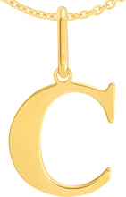 Load image into Gallery viewer, 14k Yellow Gold 0.9" Alphabet Letter A - Z Initial Charm Pendant with optional Extendable Adjustable Chain Necklace