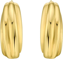 Load image into Gallery viewer, 14k Yellow Gold 22mm Ribbed Hoop Earrings