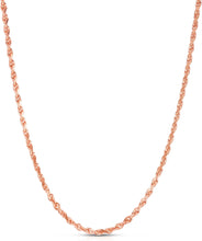 Load image into Gallery viewer, 14k Rose Gold 3.8mm Solid Rope Chain Diamond Cut Necklace
