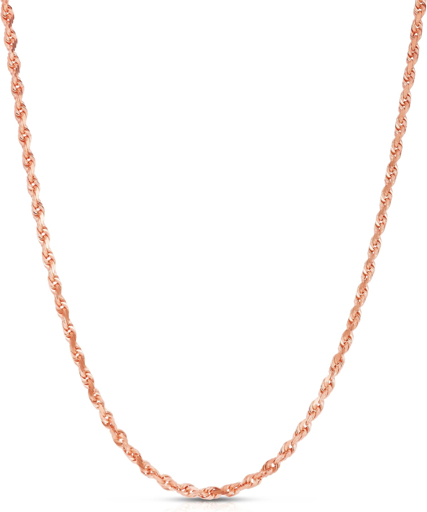 14k Rose Gold 3.8mm Solid Rope Chain Diamond Cut Necklace