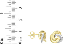 Load image into Gallery viewer, 14k Yellow Gold and White Gold 11mm Polished Love Knot Stud Earrings