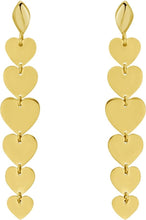 Load image into Gallery viewer, 14k Yellow Gold 49mm Hearts Dangle Stud Earrings