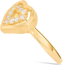 Load image into Gallery viewer, 10k Yellow Gold 10mm CZ Heart Open Double Heart Ring, Sizes 4 - 9