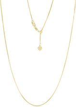 Load image into Gallery viewer, 14k Yellow Gold or White Gold or Rose Gold 0.8mm Classic Solid Box Adjustable Chain Necklace