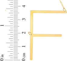 Load image into Gallery viewer, 14k Yellow Gold 1.5" Extra Large Angled Alphabet Letter A - Z Initial Charm Pendant with Chain Necklace