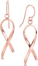 Load image into Gallery viewer, 14k Rose Gold 28mm Freeform Ribbon Earrings