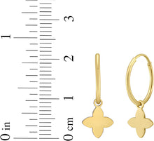 Load image into Gallery viewer, 14k Yellow Gold 21.6mm Dangle Flower Huggie Earrings