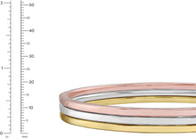 Load image into Gallery viewer, 14k Tri-Color Gold 7.3mm Tri-Tone Polished Layered Bangle Bracelet, 7 Inch