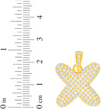 Load image into Gallery viewer, 10k Yellow Gold 0.7" Pave CZ Personalized Bubble Alphabet Letter A - Z Initial Charm Pendant with optional Chain Necklace