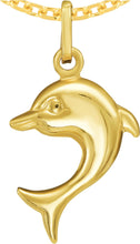 Load image into Gallery viewer, Italian 14k Yellow Gold 14mm Dolphin Charm Pendant with Optional Necklace, 16-17-18 Inch