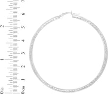 Load image into Gallery viewer, 10k White Gold 3mm Diamond Cut Round Tube Hoop Earrings