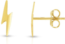Load image into Gallery viewer, 14k Yellow Gold 12mm Polished Lightening Bolt Stud Earrings