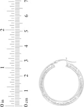 Load image into Gallery viewer, 10k White Gold 4mm Diamond Cut Round Tube Hoop Earrings