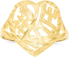 Load image into Gallery viewer, 10k Yellow Gold 16mm #1 Wife Heart Openwork Filigree Ring