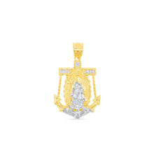 Load image into Gallery viewer, 10k Yellow Gold Virgin Mary CZ Anchor Two-Tone Religious Pendant