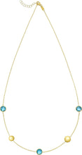 Load image into Gallery viewer, 14k Yellow Gold 6.4mm Natural Gemstone Pebble Charm Adjustable Chain Necklace, 17 Inch-18" (Blue Topaz, Amethyst, Peridot, Garnet or Citrine)