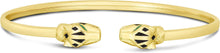Load image into Gallery viewer, 14k Yellow Gold Panther Enamel Open Cuff 3mm Bangle Bracelet