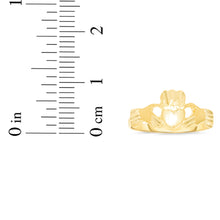 Load image into Gallery viewer, 10k Yellow Gold 9mm Claddagh Heart Filigree Ring