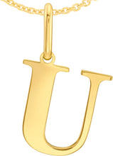Load image into Gallery viewer, 14k Yellow Gold 0.9" Alphabet Letter A - Z Initial Charm Pendant with optional Extendable Adjustable Chain Necklace