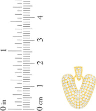 Load image into Gallery viewer, 10k Yellow Gold 0.5" Pave CZ Personalized Bubble Alphabet Letter A - Z Initial Charm Pendant with optional Chain Necklace