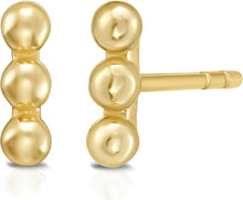Load image into Gallery viewer, 14k Yellow Gold 5.7mm Beaded Bar Stud Earrings