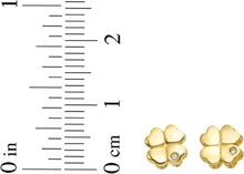 Load image into Gallery viewer, 14k Yellow Gold 7mm 0.01ct Diamond Clover Stud Earrings