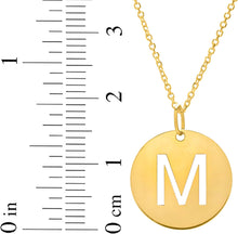 Load image into Gallery viewer, 14k Yellow Gold 0.6" Disc Alphabet Letter A - Z Initial Charm Pendant with Extendable Adjustable Chain Necklace