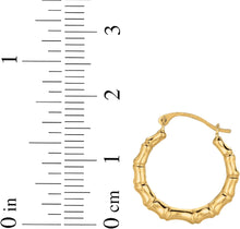 Load image into Gallery viewer, 10k Yellow Gold 17mm Bamboo Hoop Earrings