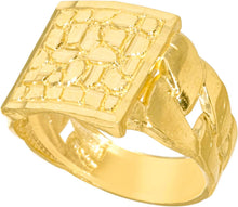 Load image into Gallery viewer, 10k Yellow Gold 17.5mm Solid Square Cuban Nugget Ring